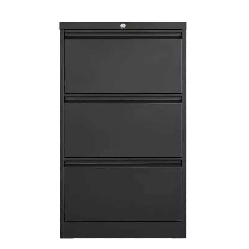 Classeur latéral à 3 tiroirs avec serrure, noir/blanc – 1 personne