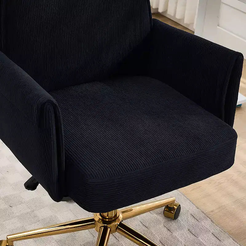 Chaise de bureau mi-dossier en tissu rayé, hauteur réglable, monoplace – Noir / Gris / Vert / Bleu clair / Rose clair / Blanc