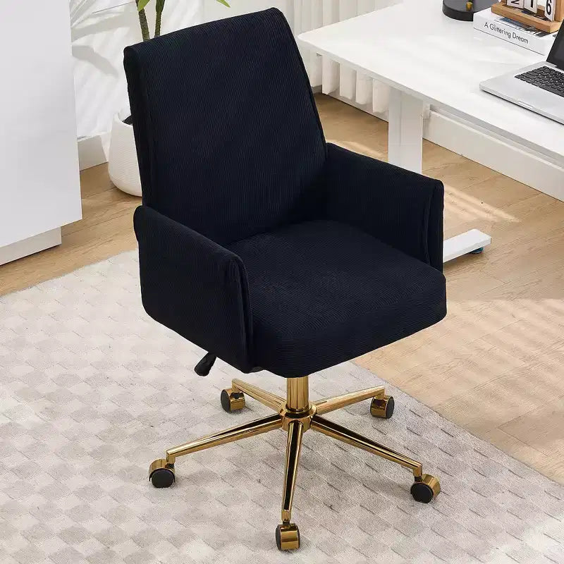 Chaise de bureau mi-dossier en tissu rayé, hauteur réglable, monoplace – Noir / Gris / Vert / Bleu clair / Rose clair / Blanc