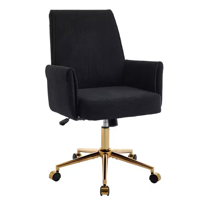 Chaise de bureau mi-dossier en tissu rayé, hauteur réglable, monoplace – Noir / Gris / Vert / Bleu clair / Rose clair / Blanc