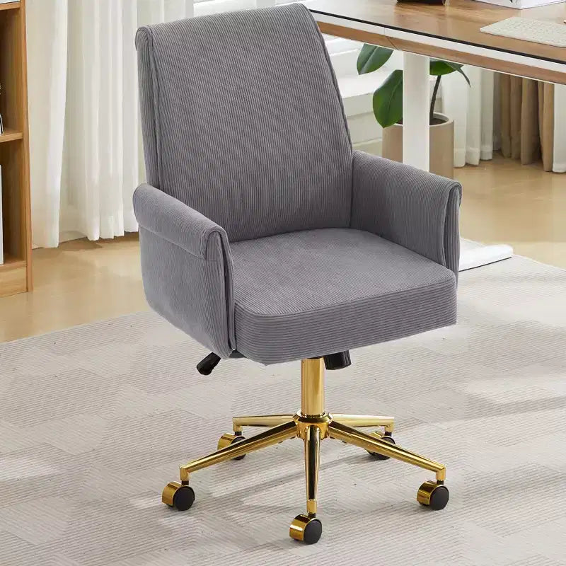 Chaise de bureau mi-dossier en tissu rayé, hauteur réglable, monoplace – Noir / Gris / Vert / Bleu clair / Rose clair / Blanc