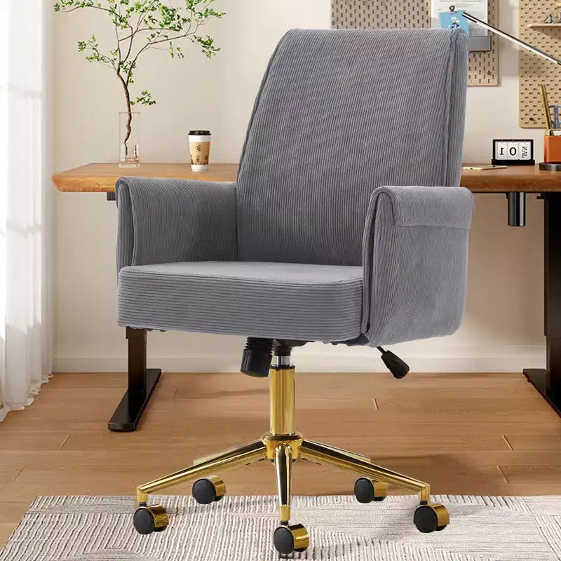 Chaise de bureau mi-dossier en tissu rayé, hauteur réglable, monoplace – Noir / Gris / Vert / Bleu clair / Rose clair / Blanc