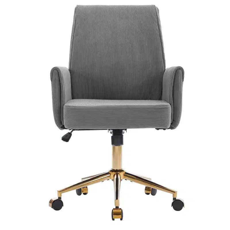 Chaise de bureau mi-dossier en tissu rayé, hauteur réglable, monoplace – Noir / Gris / Vert / Bleu clair / Rose clair / Blanc