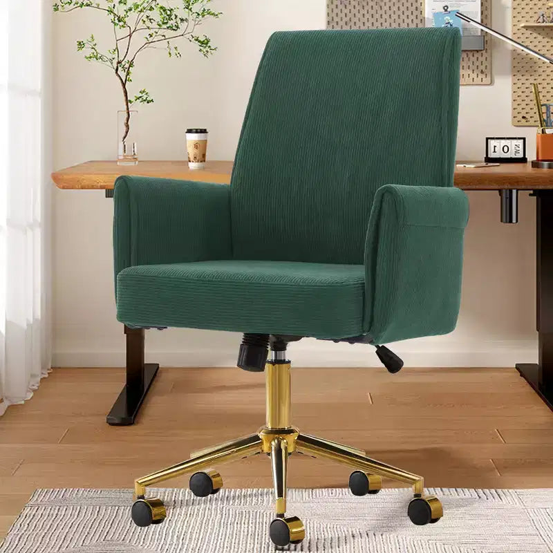 Chaise de bureau mi-dossier en tissu rayé, hauteur réglable, monoplace – Noir / Gris / Vert / Bleu clair / Rose clair / Blanc