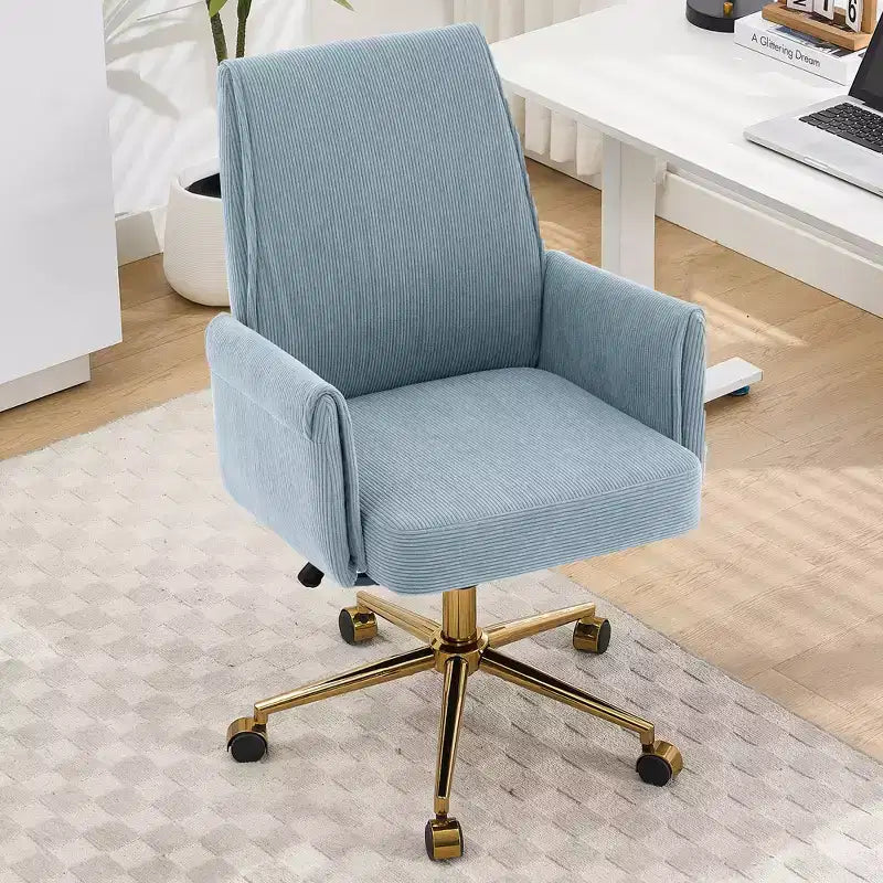 Chaise de bureau mi-dossier en tissu rayé, hauteur réglable, monoplace – Noir / Gris / Vert / Bleu clair / Rose clair / Blanc