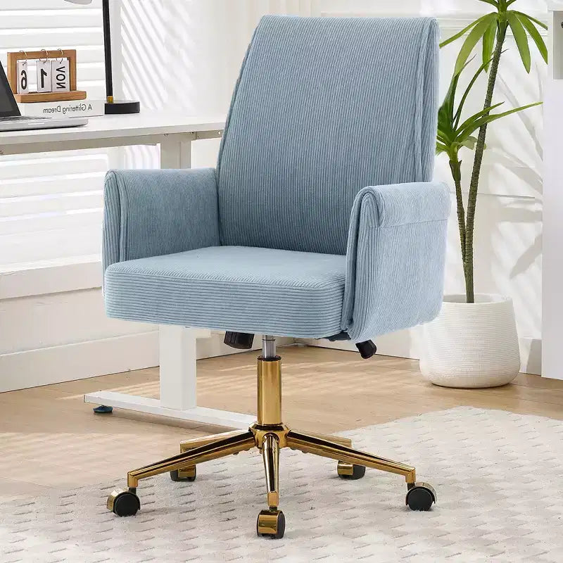 Chaise de bureau mi-dossier en tissu rayé, hauteur réglable, monoplace – Noir / Gris / Vert / Bleu clair / Rose clair / Blanc