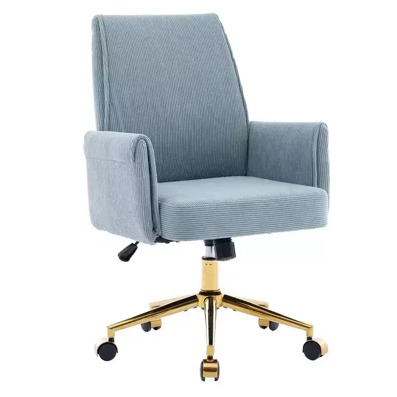 Chaise de bureau mi-dossier en tissu rayé, hauteur réglable, monoplace – Noir / Gris / Vert / Bleu clair / Rose clair / Blanc