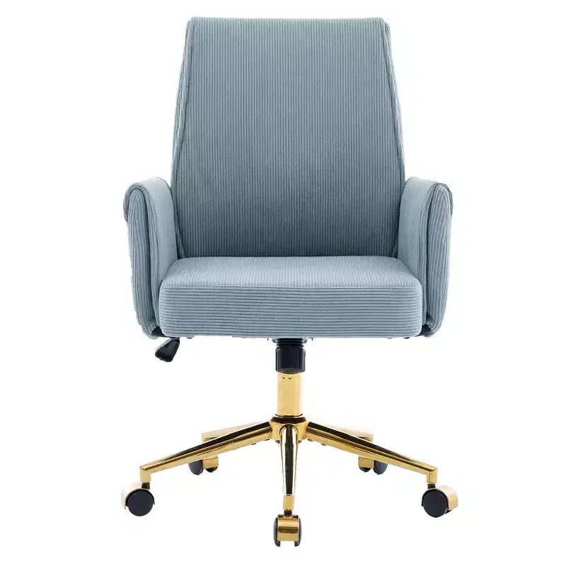 Chaise de bureau mi-dossier en tissu rayé, hauteur réglable, monoplace – Noir / Gris / Vert / Bleu clair / Rose clair / Blanc