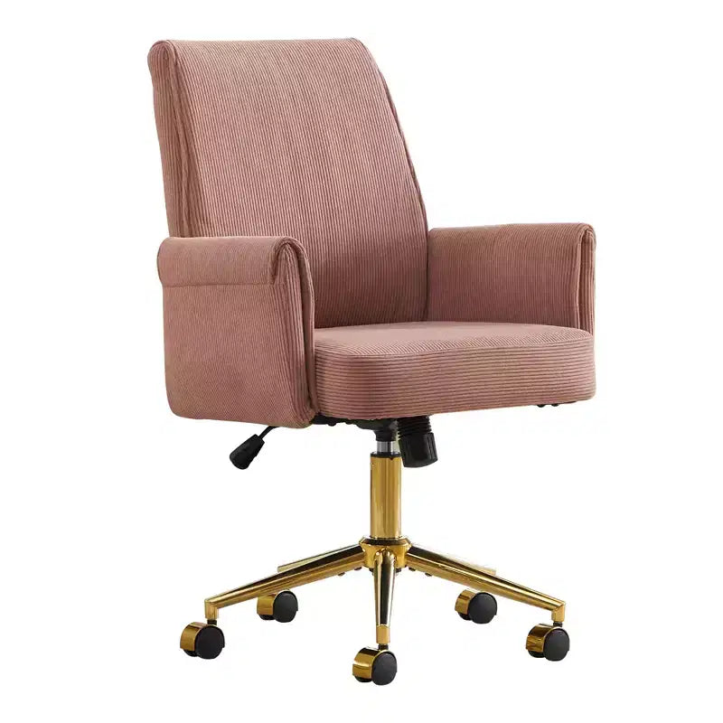 Chaise de bureau mi-dossier en tissu rayé, hauteur réglable, monoplace – Noir / Gris / Vert / Bleu clair / Rose clair / Blanc