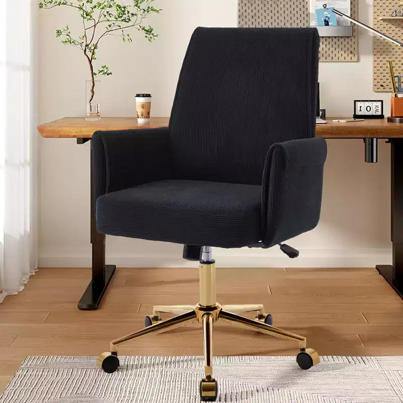 Chaise de bureau mi-dossier en tissu rayé, hauteur réglable, monoplace – Noir / Gris / Vert / Bleu clair / Rose clair / Blanc