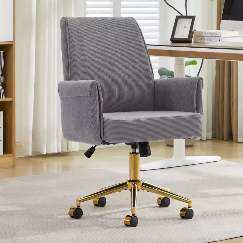 Chaise de bureau mi-dossier en tissu rayé, hauteur réglable, monoplace – Noir / Gris / Vert / Bleu clair / Rose clair / Blanc