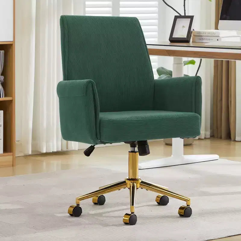 Chaise de bureau mi-dossier en tissu rayé, hauteur réglable, monoplace – Noir / Gris / Vert / Bleu clair / Rose clair / Blanc