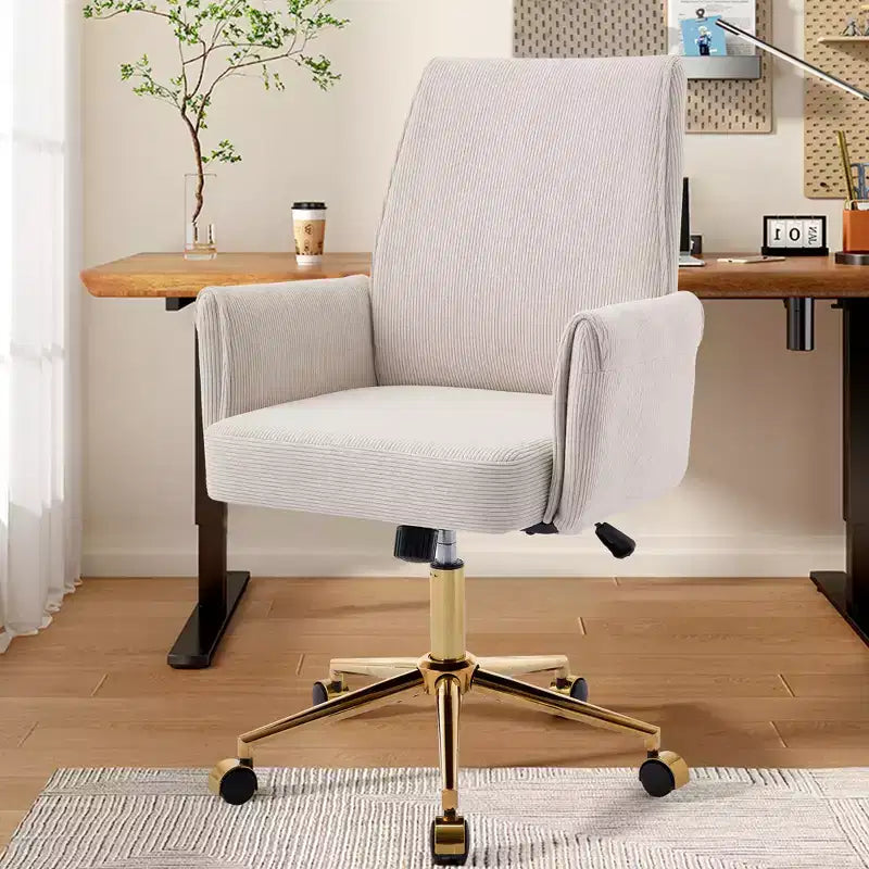 Chaise de bureau mi-dossier en tissu rayé, hauteur réglable, monoplace – Noir / Gris / Vert / Bleu clair / Rose clair / Blanc