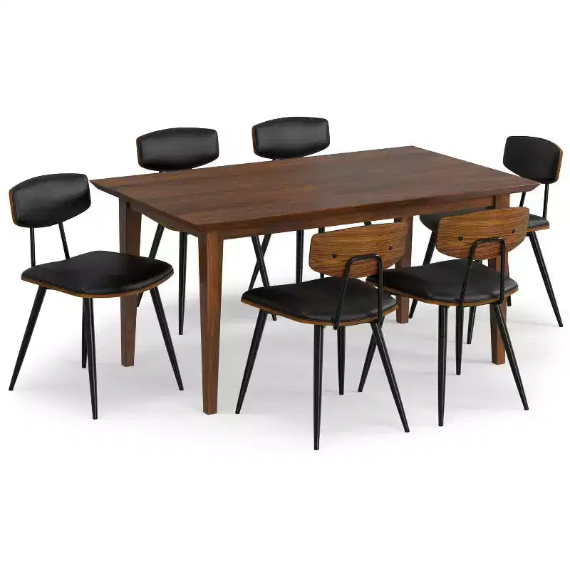 Ensemble de salle à manger 7 pièces, noyer et noir, 6 places