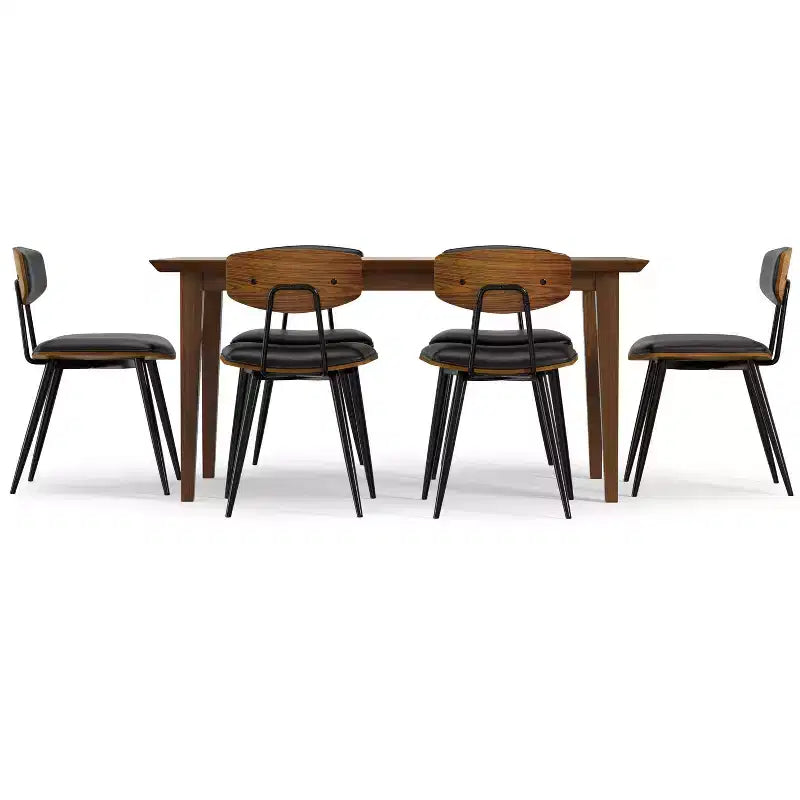 Ensemble de salle à manger 7 pièces, noyer et noir, 6 places