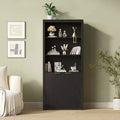 Modern Farmhouse 71 Tall Bookcase with Drawer & Doors, 5-Tier Freestanding Storage Cabinet and Display Shelf for Home Office or Living Room