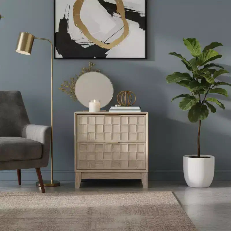 Ora Maison Nightstand with Charging Station  Bedside Table with 2 Drawers