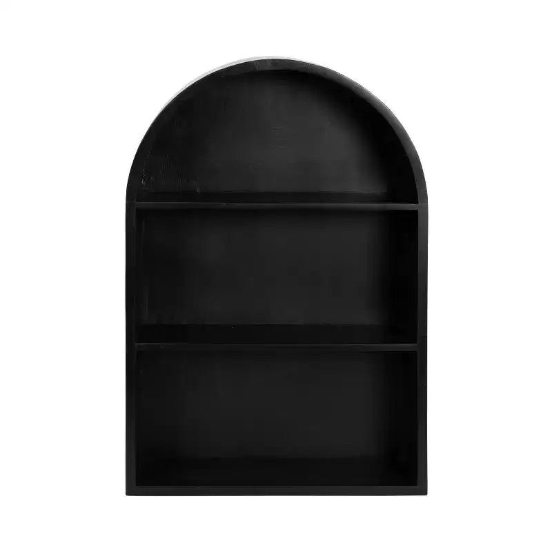 Étagère murale à 3 niveaux en arche géométrique noir / naturel / noyer / blanc, installation par 1 personne