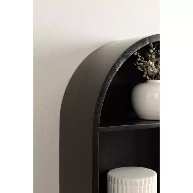 Étagère murale à 3 niveaux en arche géométrique noir / naturel / noyer / blanc, installation par 1 personne