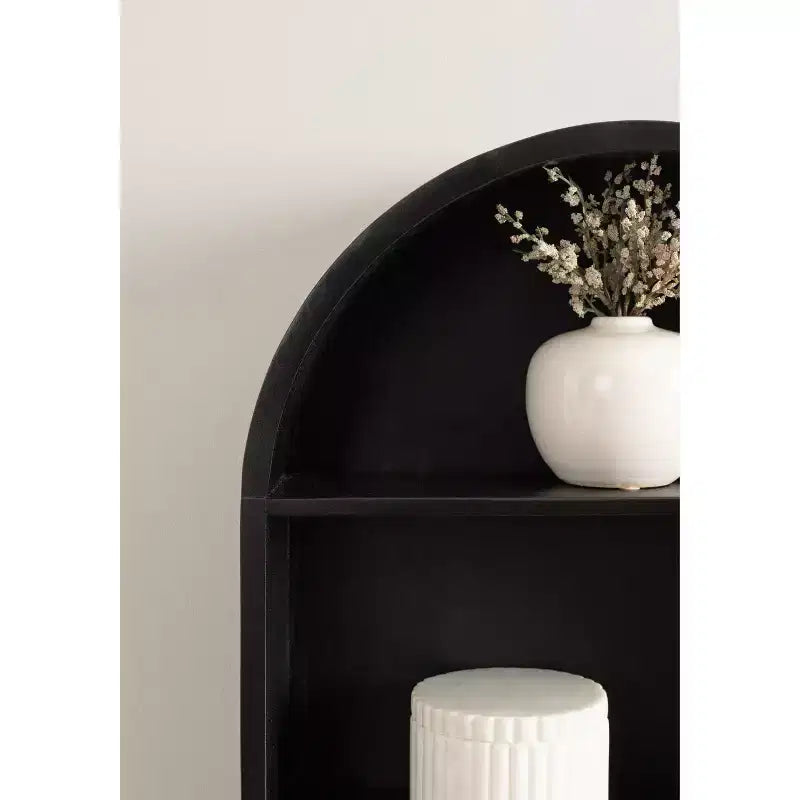 Étagère murale à 3 niveaux en arche géométrique noir / naturel / noyer / blanc, installation par 1 personne