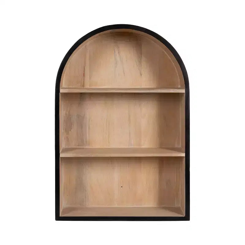 Étagère murale à 3 niveaux en arche géométrique noir / naturel / noyer / blanc, installation par 1 personne