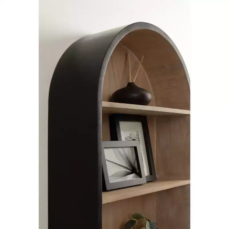 Étagère murale à 3 niveaux en arche géométrique noir / naturel / noyer / blanc, installation par 1 personne