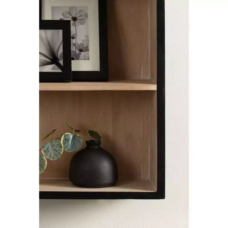 Étagère murale à 3 niveaux en arche géométrique noir / naturel / noyer / blanc, installation par 1 personne