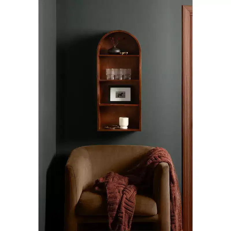 Étagère murale à 3 niveaux en arche géométrique noir / naturel / noyer / blanc, installation par 1 personne