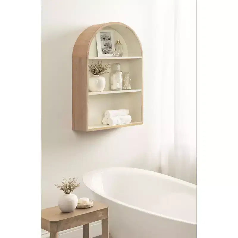 Étagère murale à 3 niveaux en arche géométrique noir / naturel / noyer / blanc, installation par 1 personne
