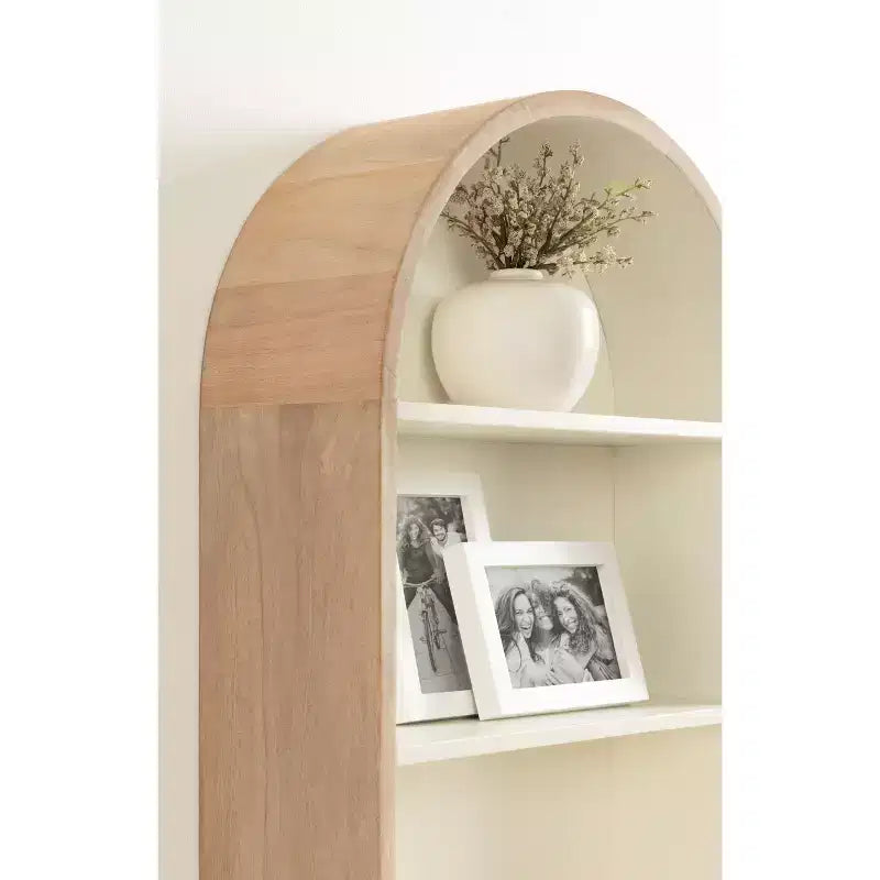 Étagère murale à 3 niveaux en arche géométrique noir / naturel / noyer / blanc, installation par 1 personne