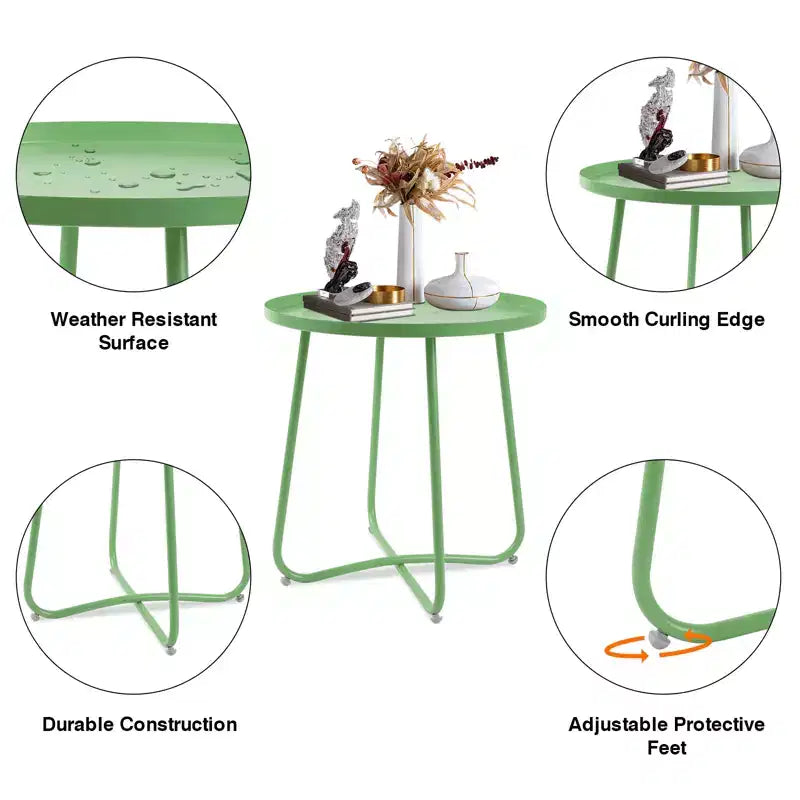 Table d'appoint ronde d'extérieur en métal Noir/Vert/Rose/Blanc/Jaune, pied en X, 1 pièce