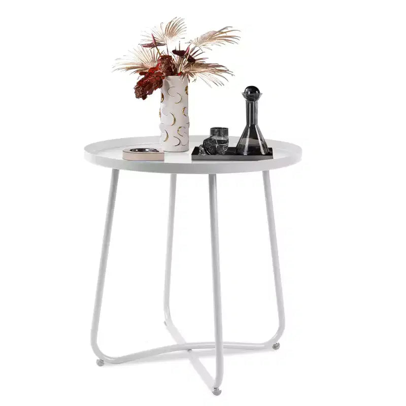 Table d'appoint ronde d'extérieur en métal Noir/Vert/Rose/Blanc/Jaune, pied en X, 1 pièce