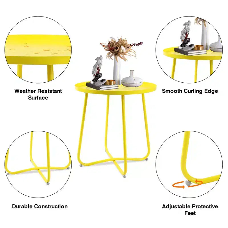 Table d'appoint ronde d'extérieur en métal Noir/Vert/Rose/Blanc/Jaune, pied en X, 1 pièce