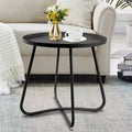 ModernLuxe Round Metal Outdoor Side Table, End Table with X-Shaped Anti-Rust Frame and Non-Slip Tabletop