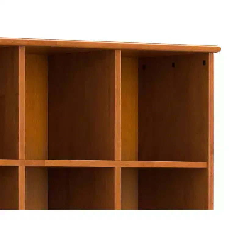 Bibliothèque de rangement 9 cubes couleur teck avec 3 tiroirs, style Mid-Century, montage par 1 personne