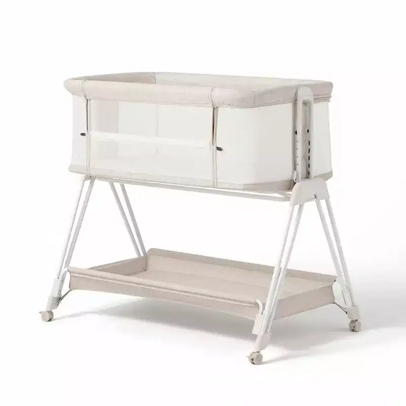 Berceau cododo beige/jaune avec roulettes et plateau de rangement – Pour 1 nouveau-né (0-2 ans)