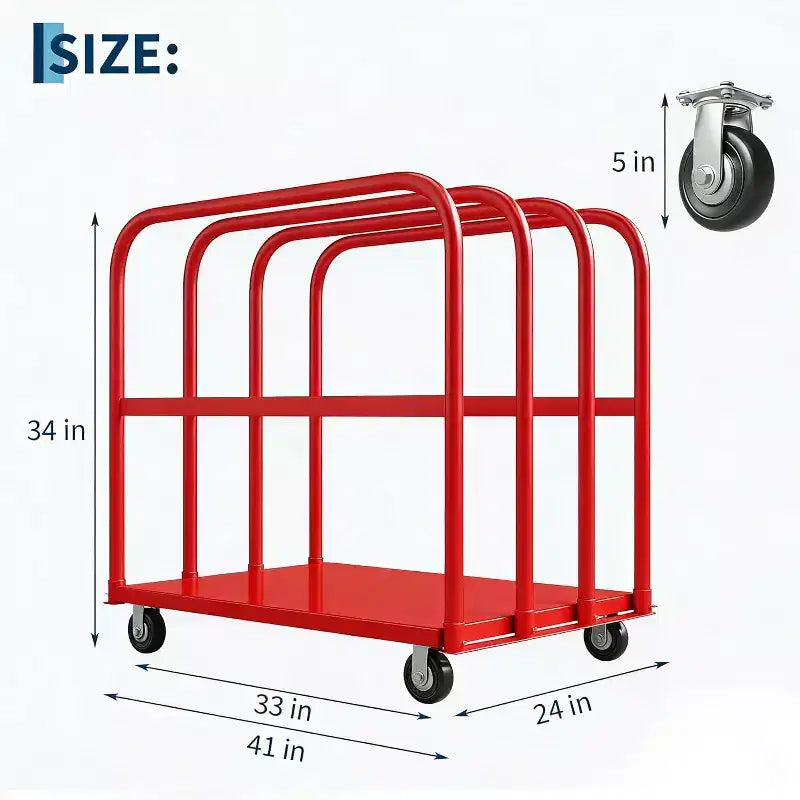 Chariot plat pliable 2-en-1 avec mains courantes, noir / bleu / rouge, capacité de 907 kg, utilisation par 1 personne