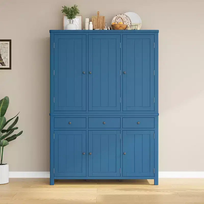 GDFStudio Clara 6-Door Kitchen Pantry with 3 Pull-out Trays and 7 Adjustable Shelves