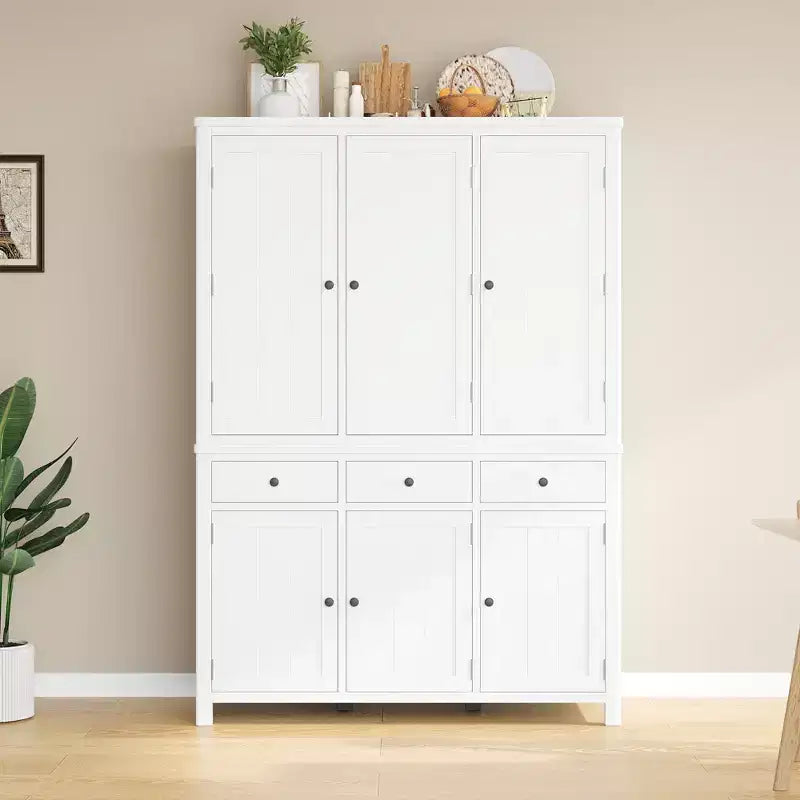 Armoire de cuisine 6 portes (bleu/gris/blanc), pour 1