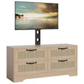 Acekool TV Stand Dresser with Drawers and Rattan Doors, Farmhouse Media Cabinet for Living Room Bedroom