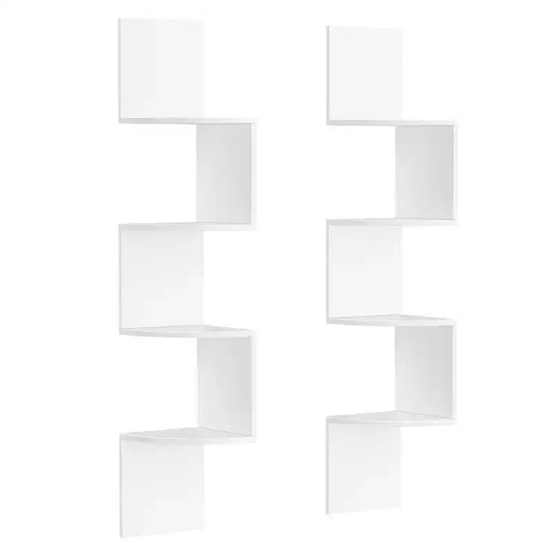 VASAGLE Set of 2, Corner Shelves Wall Mount, 4-Tier Floating Corner Bookshelves, Plant Shelves for Bedroom, Living Room, Bathroom, Home Office