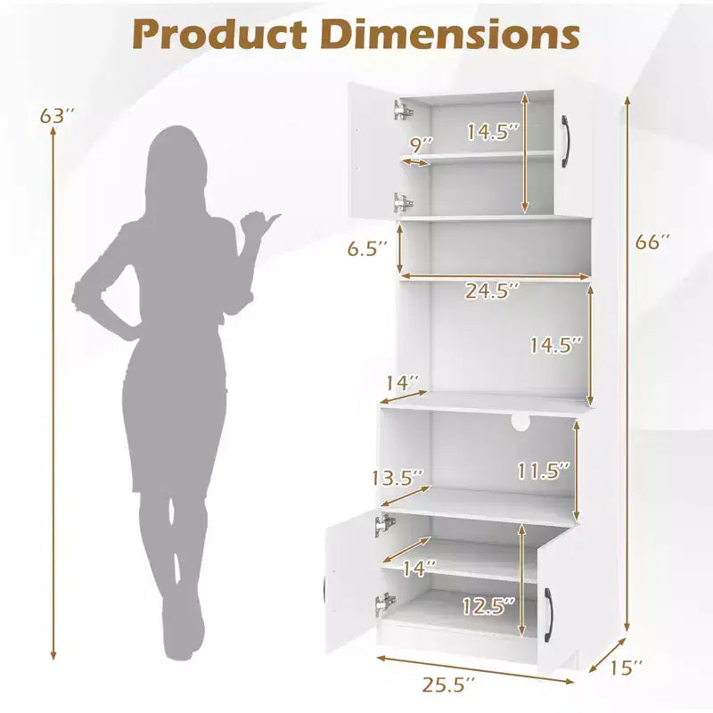 Armoire de cuisine blanche avec station de recharge, 4 portes, étagères réglables