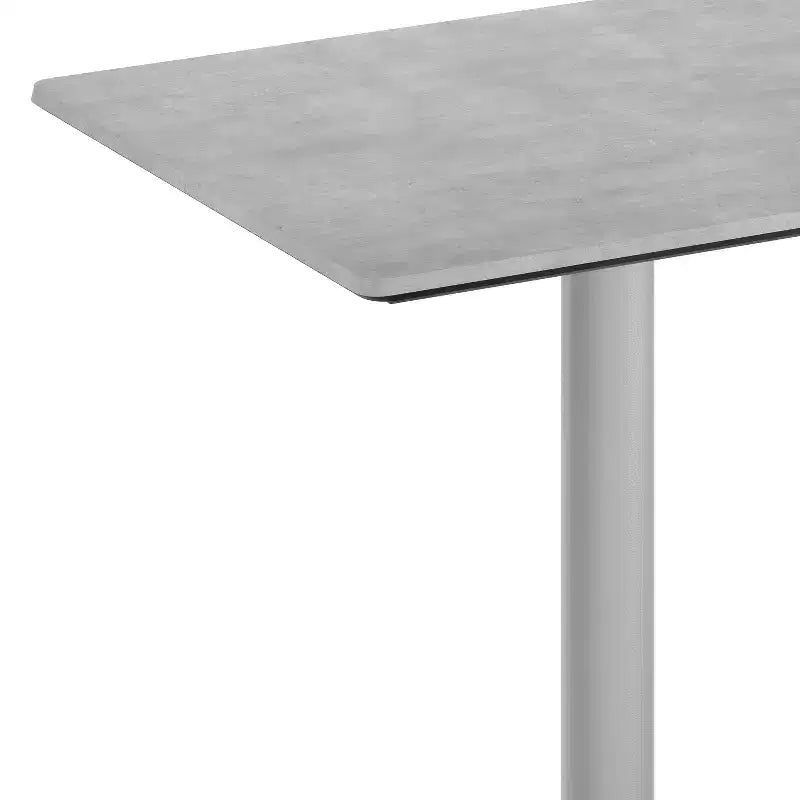 Table de bistrot rectangulaire pour 2 personnes, plateau aspect béton gris/marron foncé et piètement argenté