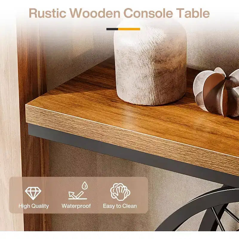 Console industrielle marron, 3 niveaux, 1 personne, design roue de vélo