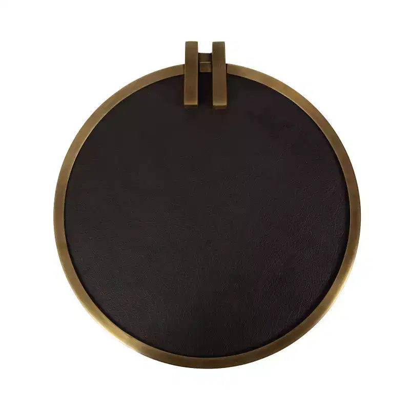 Table d'appoint ronde noire et dorée, piétement métallique, simple