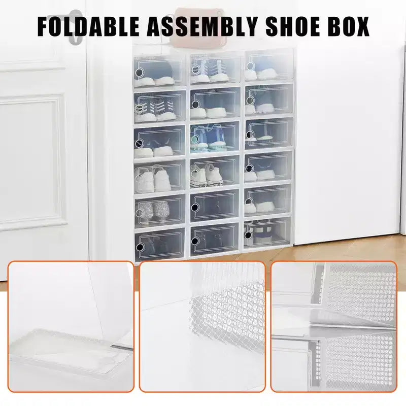Boîte de rangement à chaussures empilable transparente, noir/blanc, lot de 18, convient jusqu'à la taille 48 pour hommes