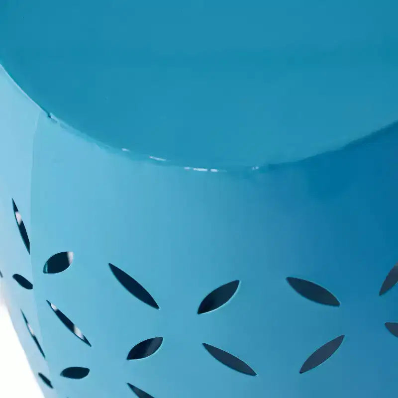 Table d'appoint industrielle cylindrique bleue, Table de bout en fer pour 1