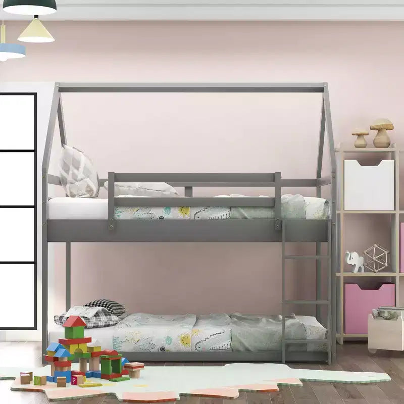 FAMYYT Twin Size Wood Bed?With Ladder, Easy Assembly