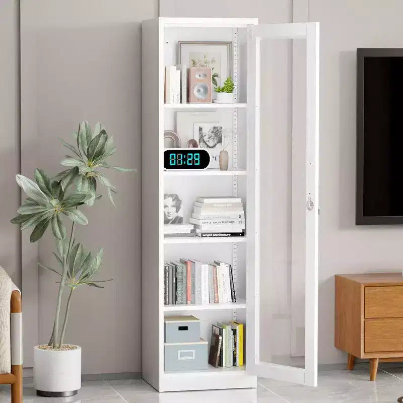 Tool Storage Cabinet White Steel Single Side Glass (Pre-Drilled)