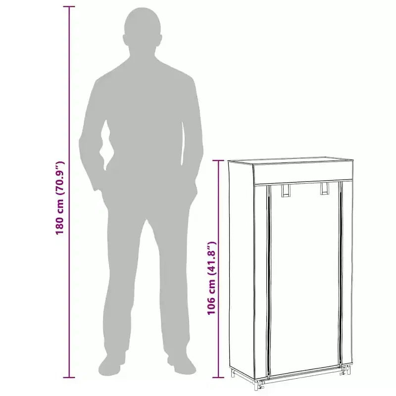 Meuble à chaussures gris autoportant avec porte zippée – Peut contenir 10 paires